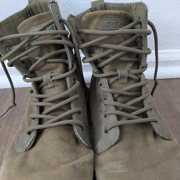 Dr Martens Combs Men 9 / Womens 10 EU 42 Olive Green Canvas Lace Up Combat Boots - Picture 5 of 9